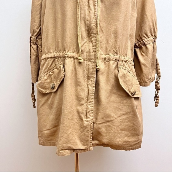Karen Kane Camel Cinched Waist Tie Bell Sleeve Utility Zip Up Jacket 0X - Picture 6 of 15